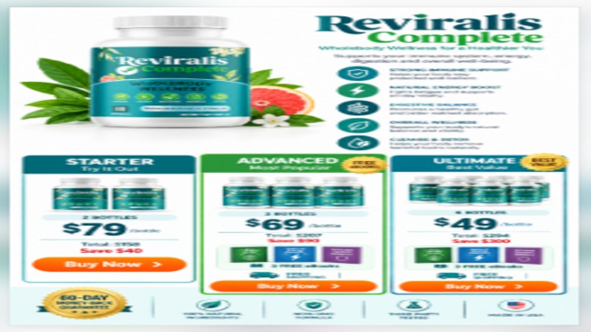 Reviralis Complete supplement bottle with pricing packages and buy now button