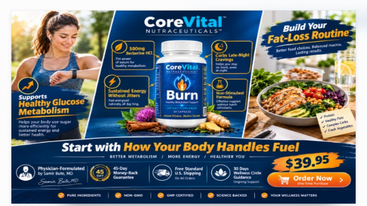 CoreVital Burn Metabolic Support - Transform Your Routine CoreVital Burn metabolic support benefits showing weight management, energy boost, and craving control
