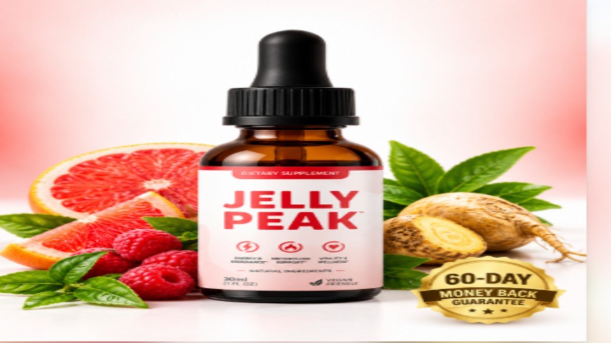 Jelly Peak Drops liquid supplement bottle with dropper for metabolism and weight management support