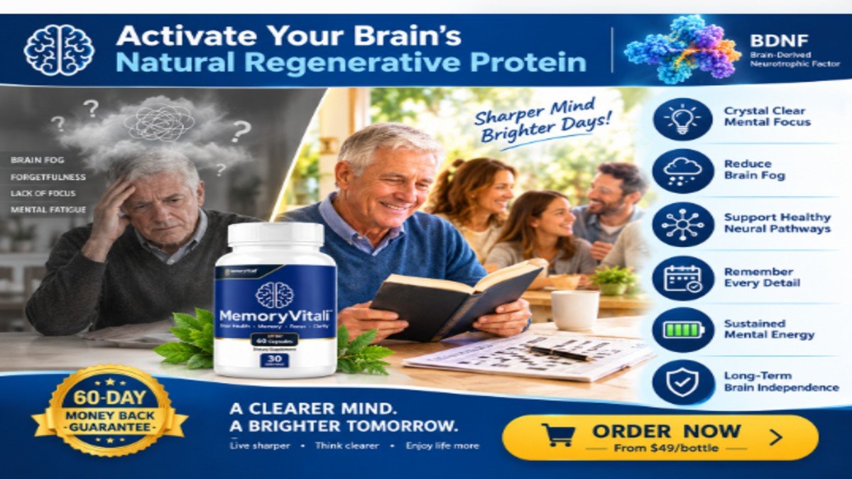 MemoryVitali brain health benefits showing improved mental focus, reduced brain fog, enhanced memory recall, and cognitive support