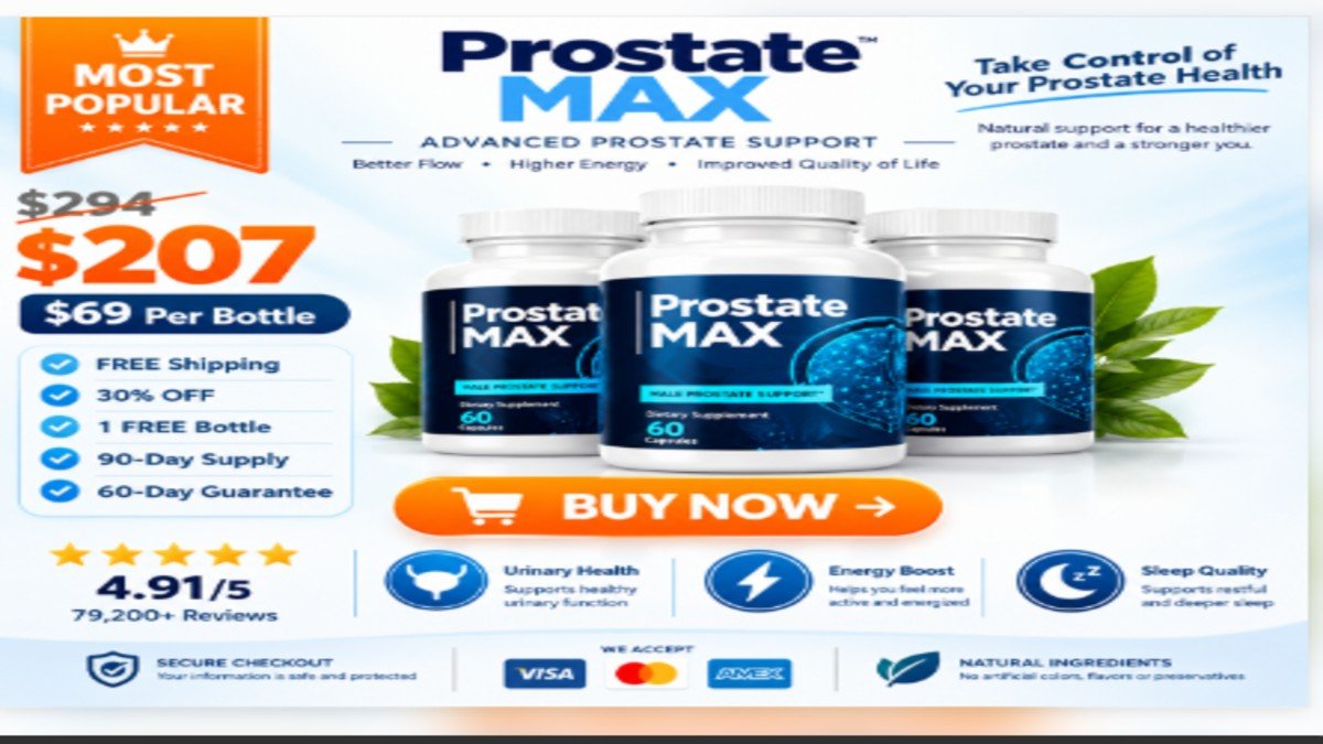 Prostate Max 3-Bottle Most Popular Deal - Natural Men's Prostate Support Formula Prostate Max 3 Bottle Most Popular Package - Men's Health Supplement $207 with Free Shipping