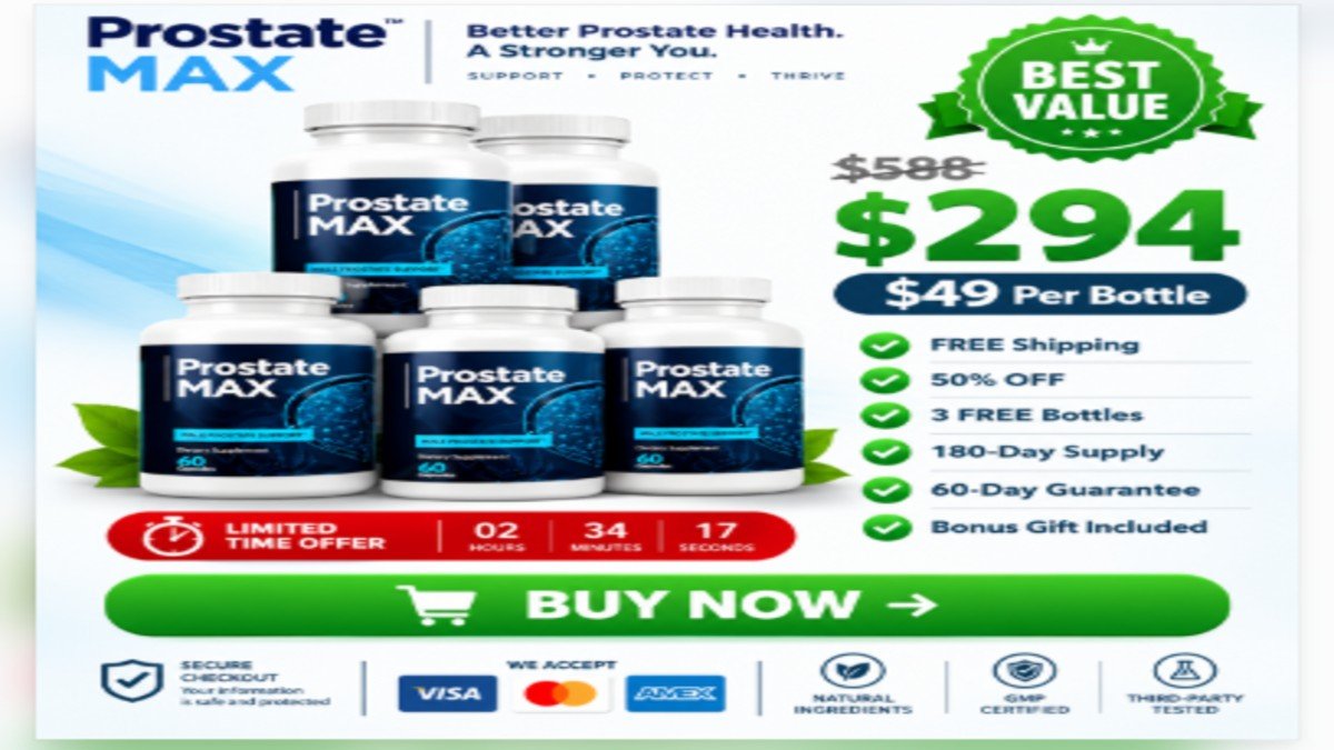 ostate Max 6-Bottle Best Value Package - Men's Prostate Support Supplement with 50% Discount Prostate Max 6 Bottle Package - Best Value Men's Health Supplement for Prostate Support $294