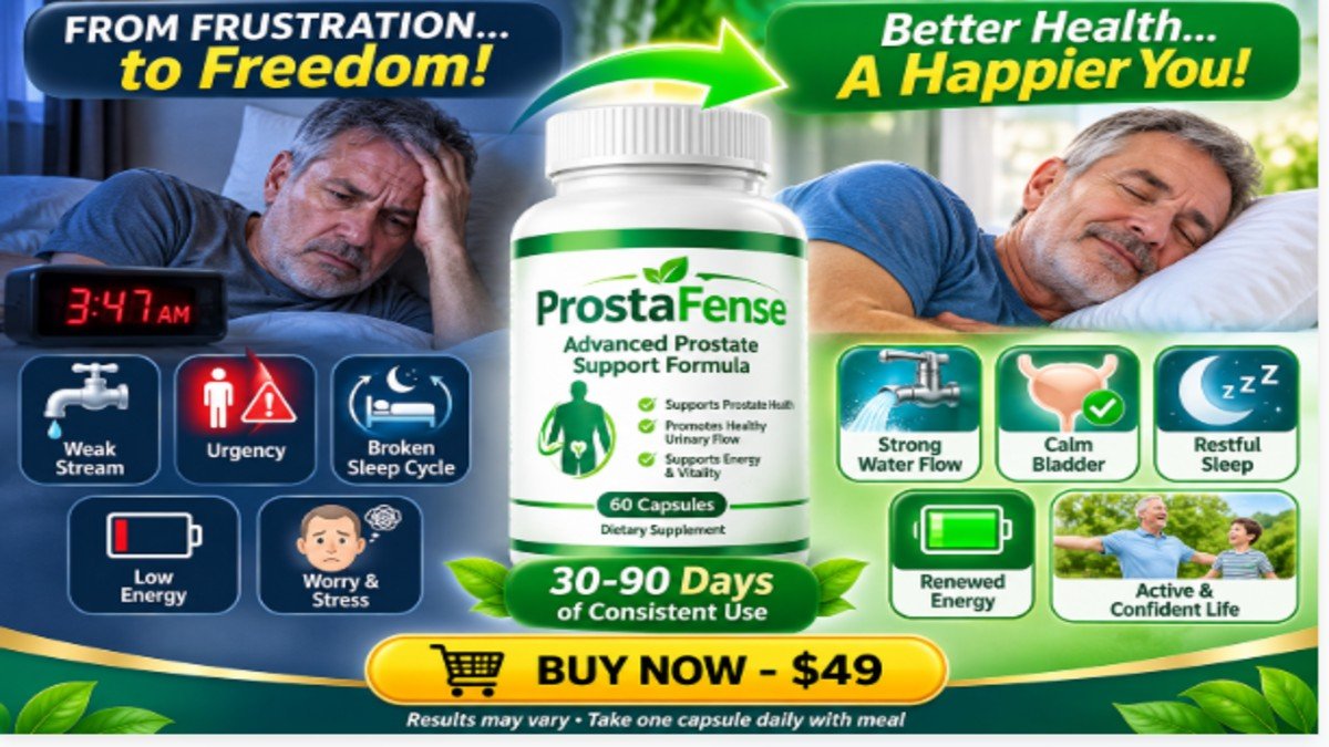 Prostafense benefits comparison showing before and after prostate health improvements