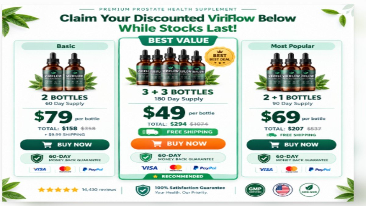 Viriflow nine natural ingredients for prostate health including seaweed, Saw Palmetto, pomegranate, and Shilajit